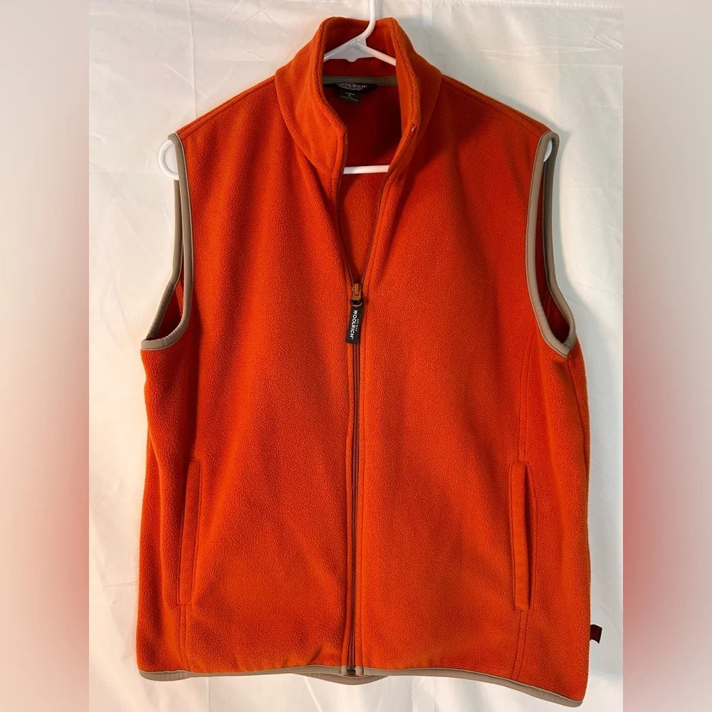 Woolrich Orange Fleece Vest Full Zip‎ and Pockets Women’s Size Large